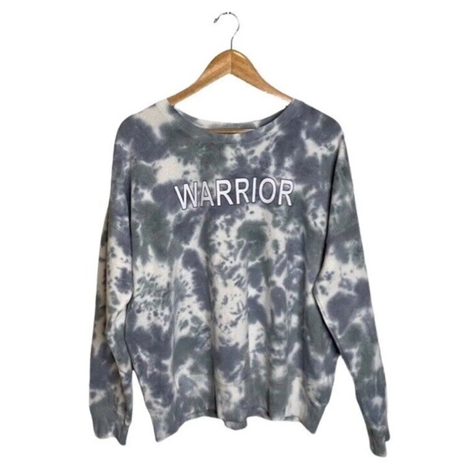 Lacausa Sweatshirt Size Medium Warrior Crew Neck Cotton Blue White Oversized NWT - Image 7