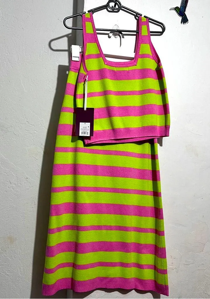Victor Glemaud x Target Striped Midi Sweater Skirt and Tank top set S :Box OW2: Green - Image 2