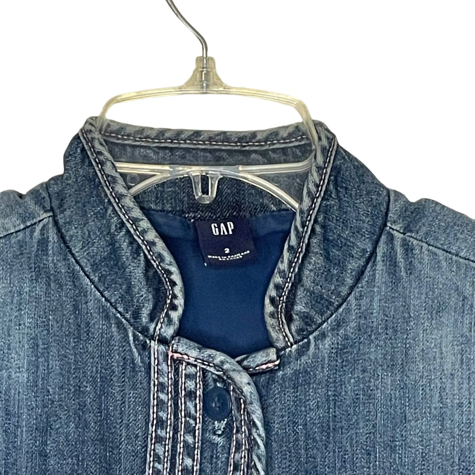 Gap Denim Jacket‎ Size 2 Blue Womens Button Up Lined 100% Cotton Jean - Image 2