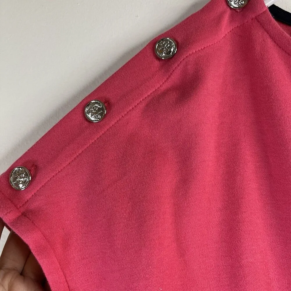 Talbots Women's Dress Size XL Short Cap Sleeve Buttons on shoulder Pink Cotton - Image 5