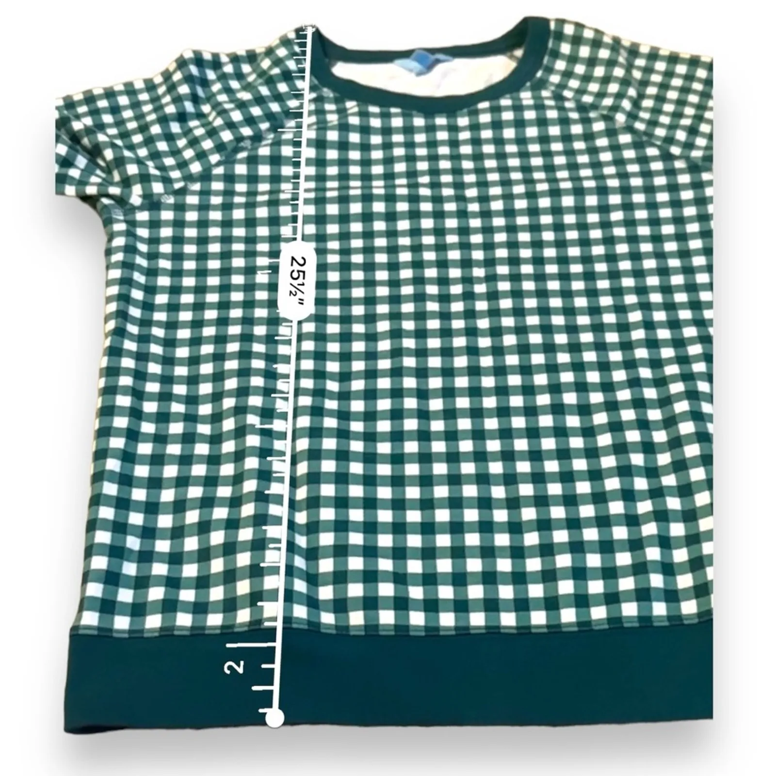 Draper James Natalie Green &‎ White Gingham Print Long Sleeve Sweatshirt Sz M - Image 13