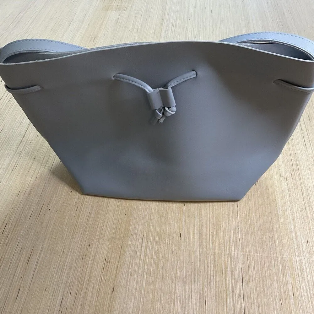 Macy's Women Shopping Shoulder Drawstring Bucket Tote Grayish Blue Brand New - Image 4