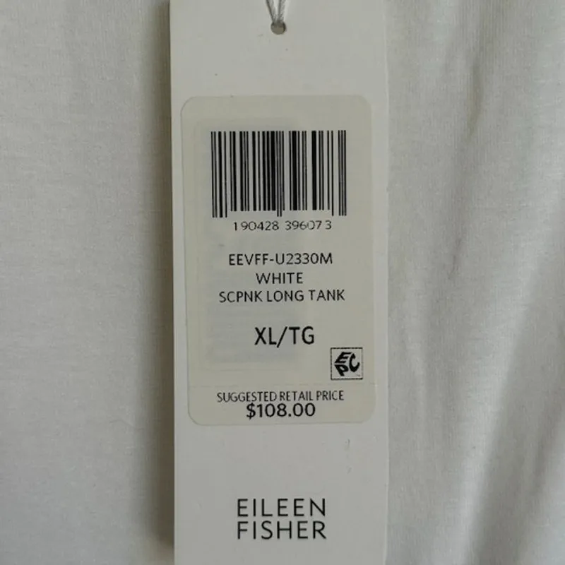 NWT Eileen Fisher XL Lightweight Viscose Jersey Scoop Neck Long Tank Top White - Image 7