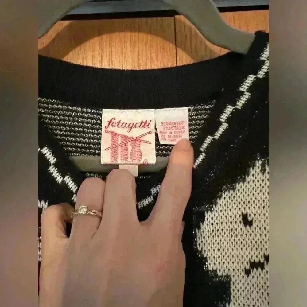 Scotties! Vintage 1980s Fetagetti black/silver metallic Scottish terrier sweater Black Size L - Image 7