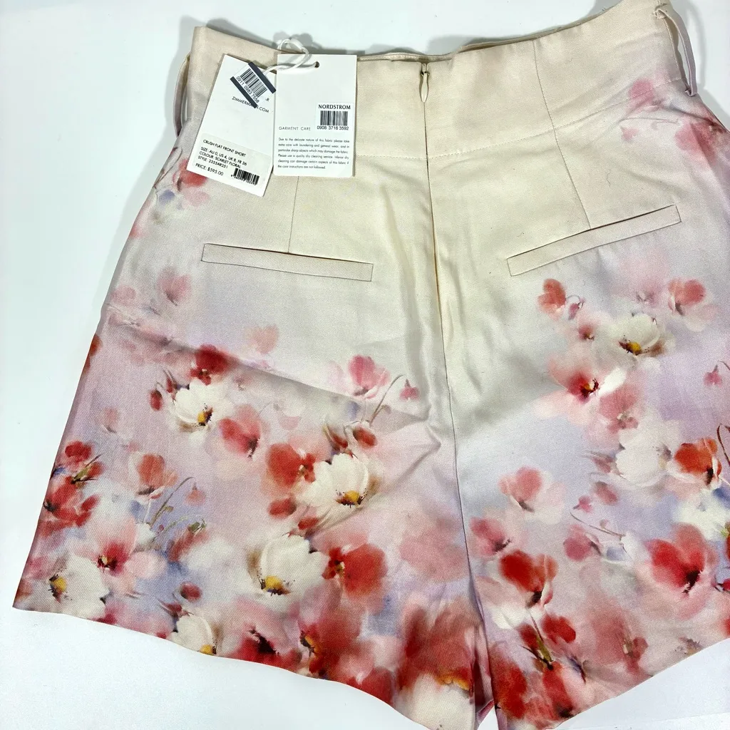Zimmermann Crush Twill Shorts US 4 Scarlett Floral Silk Cotton NWT AU 0 - Image 14