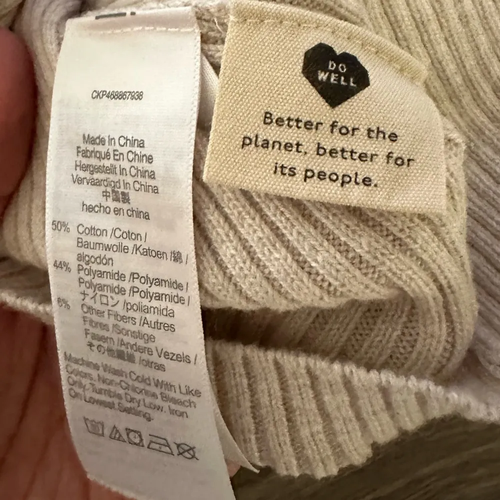 Madewell Women’s Ibiza V Neck Cinch Front Slim Long Sleeve Ribbed Pullover Sz XL - Image 5