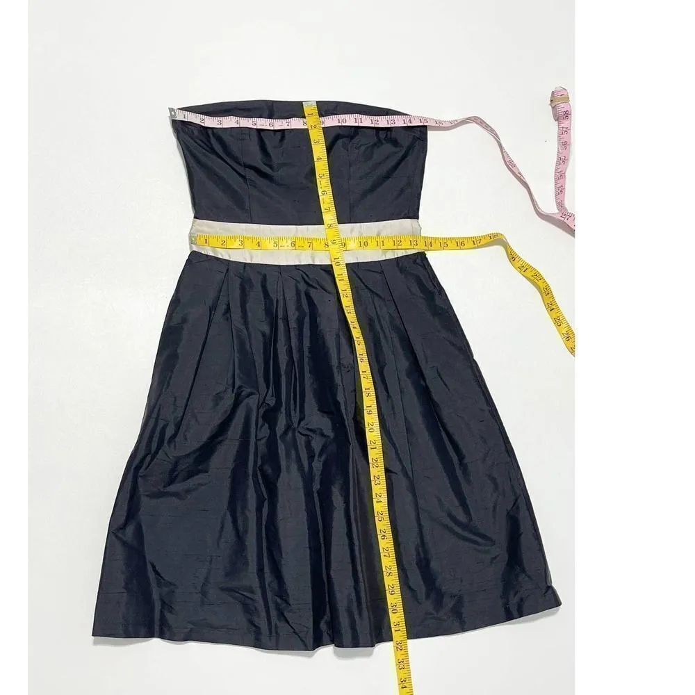 Anthropologie Wasabi Rosanna Silk Strapless Mini Dress‎ Formal Black Cream XS - Image 6