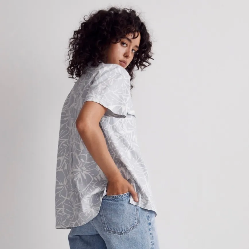 Madewell Linen-Blend Camp Shirt in Abstract Flora Size Large‎ - Image 2