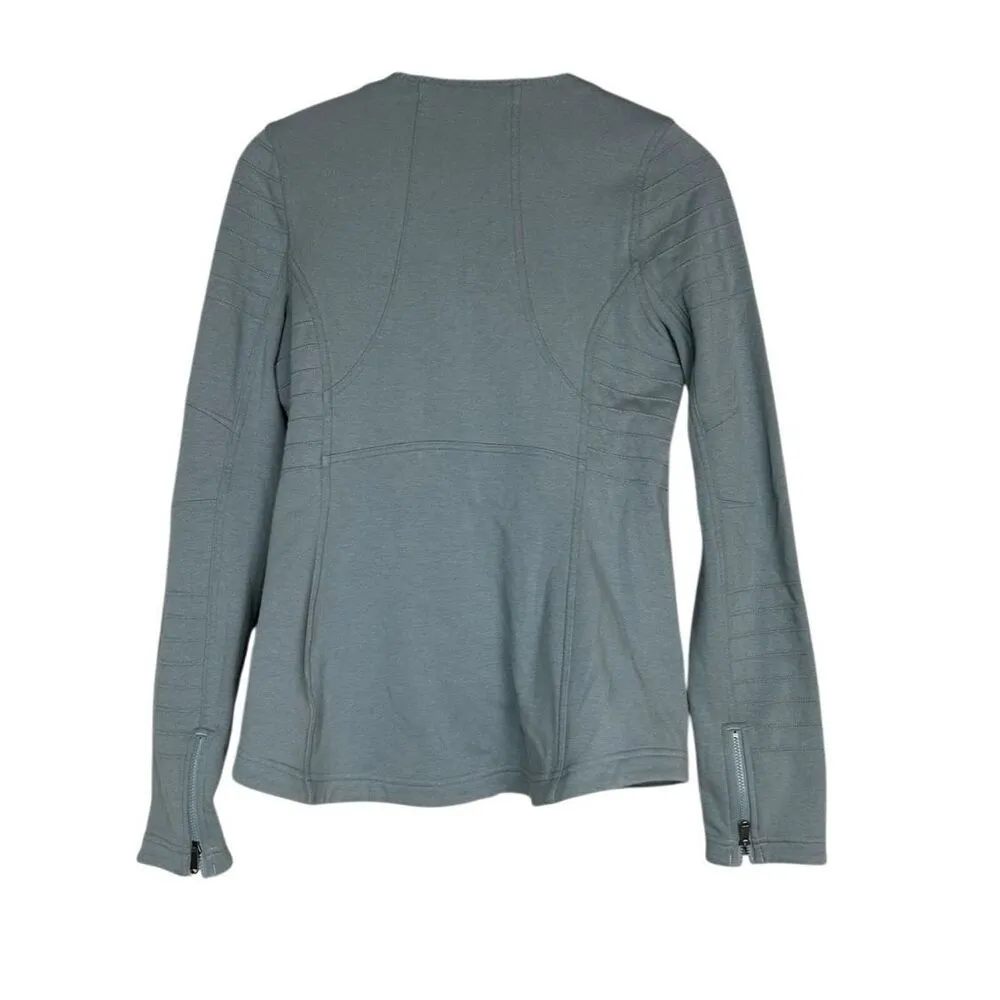 Athleta Women’s  Moto Jacket Sweatshirt Minimalist Grey Green Full Zip Sz S - Image 2