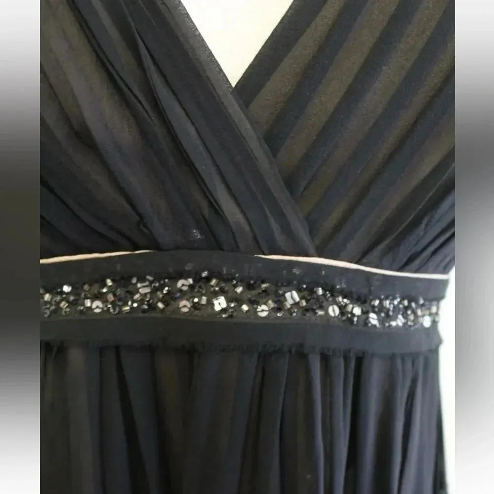 BCBGMAXAZRIA Black Nude Mesh Lace Sequin Silk Cocktail Party Dress Size 2 XS - Image 2