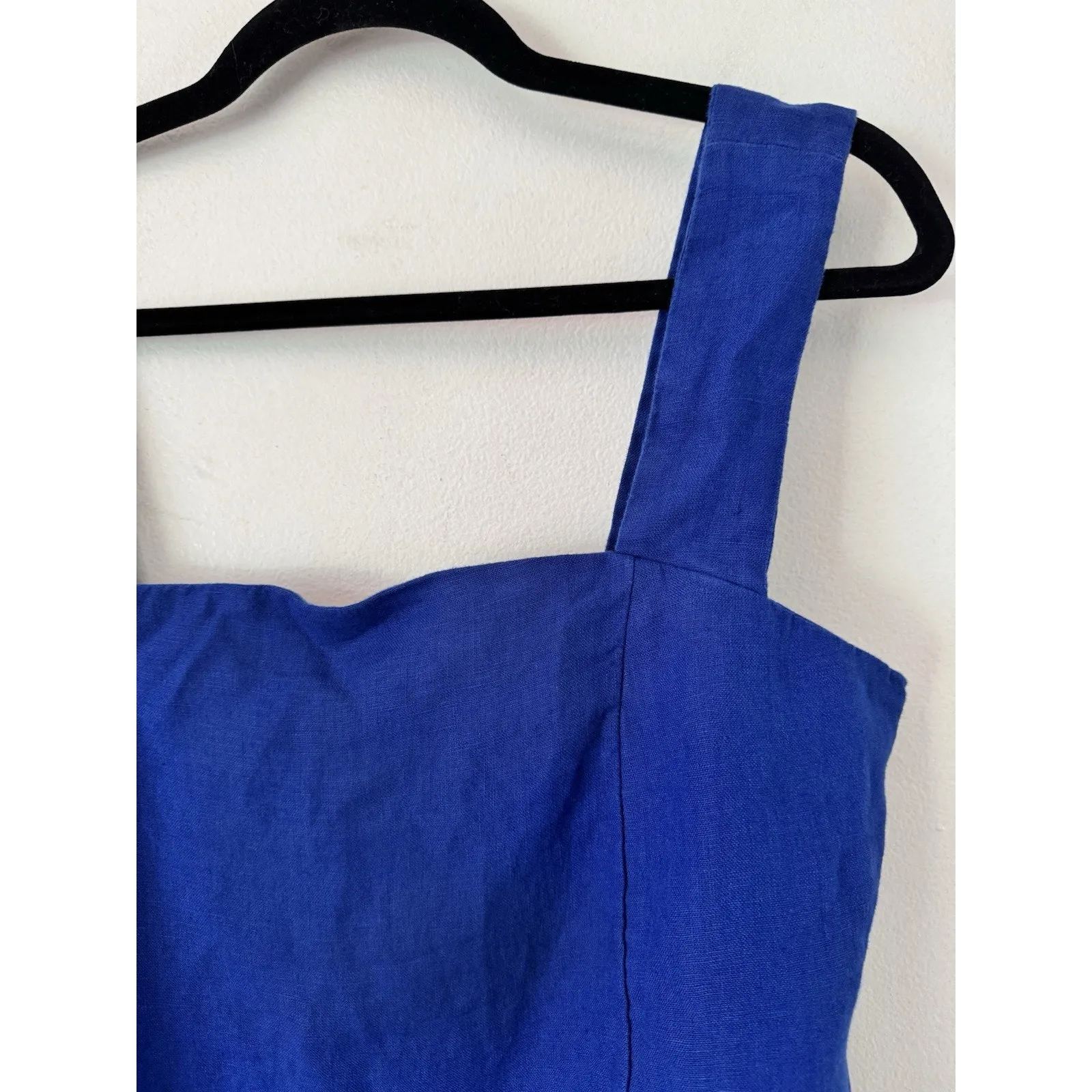 NWT Madewell Curved Neck Shell Tank 100% Linen Bright Sapphire Blue Size 8 - Image 7