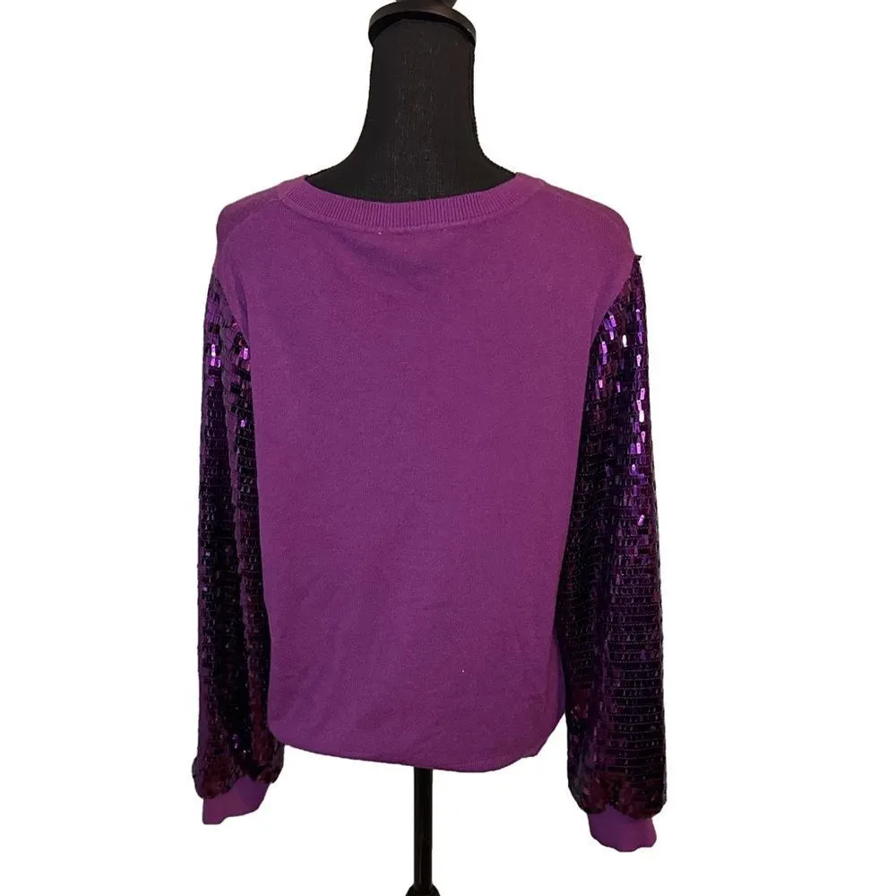 Purple Sequin Sioni Milano Sweater Purple Size XL - Image 3