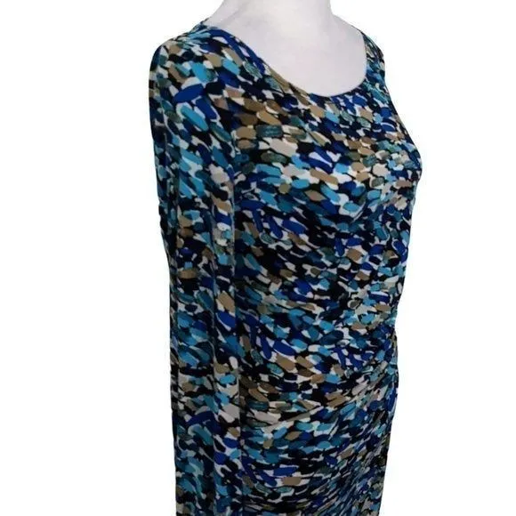 Laundry By Shelli Segal Tan and Blue Sheath Dress Size 2 Wedding Guest Dress - Image 4