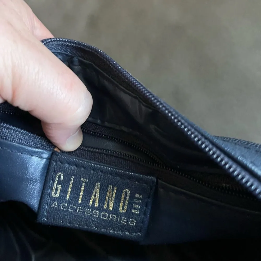 Vintage Gitano Navy Faux Leather Crossbody Purse Small 90s Minimalist Bag Blue - Image 6