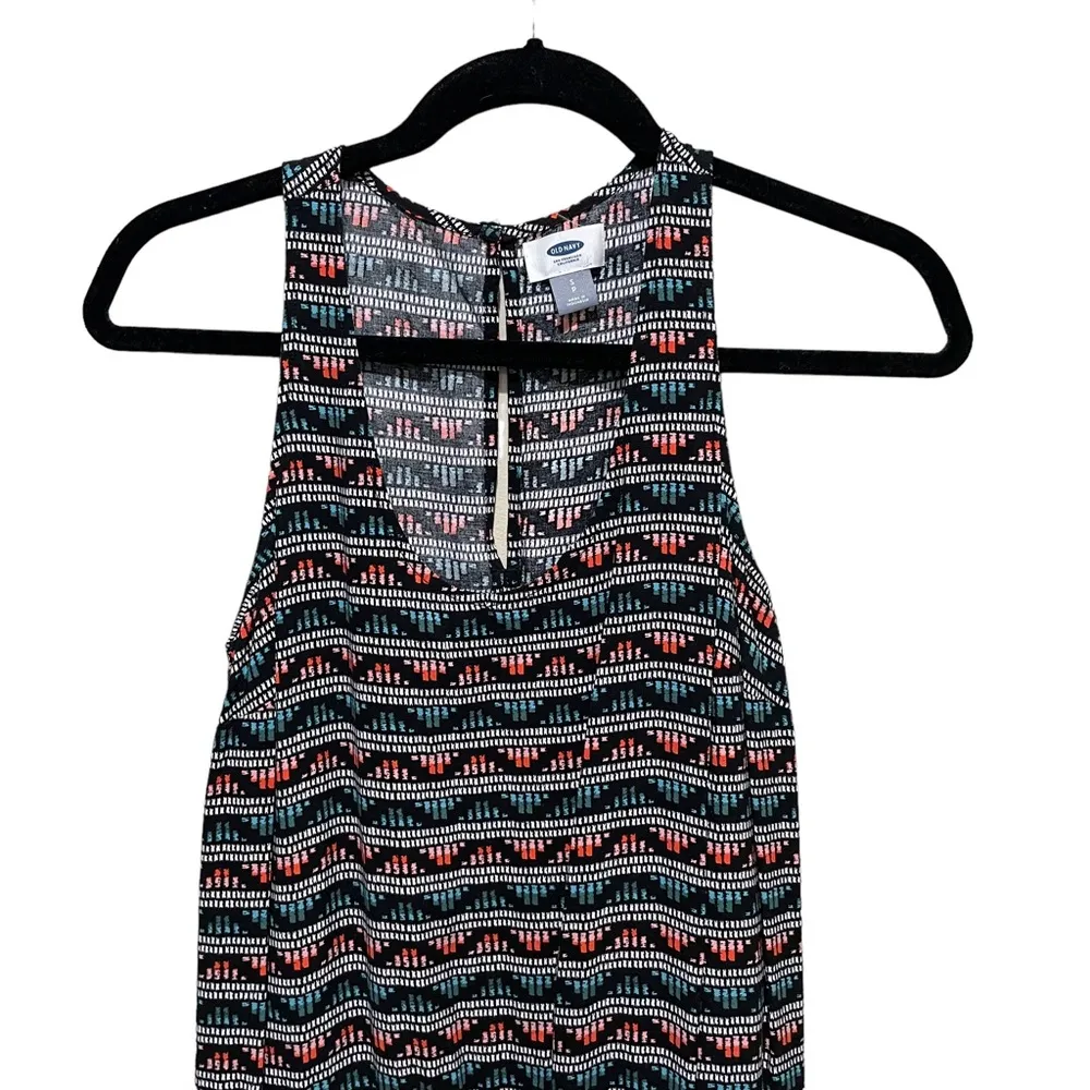 Old Navy Sleeveless Printed Tank Romper Black Multicolored Size Small - Image 3