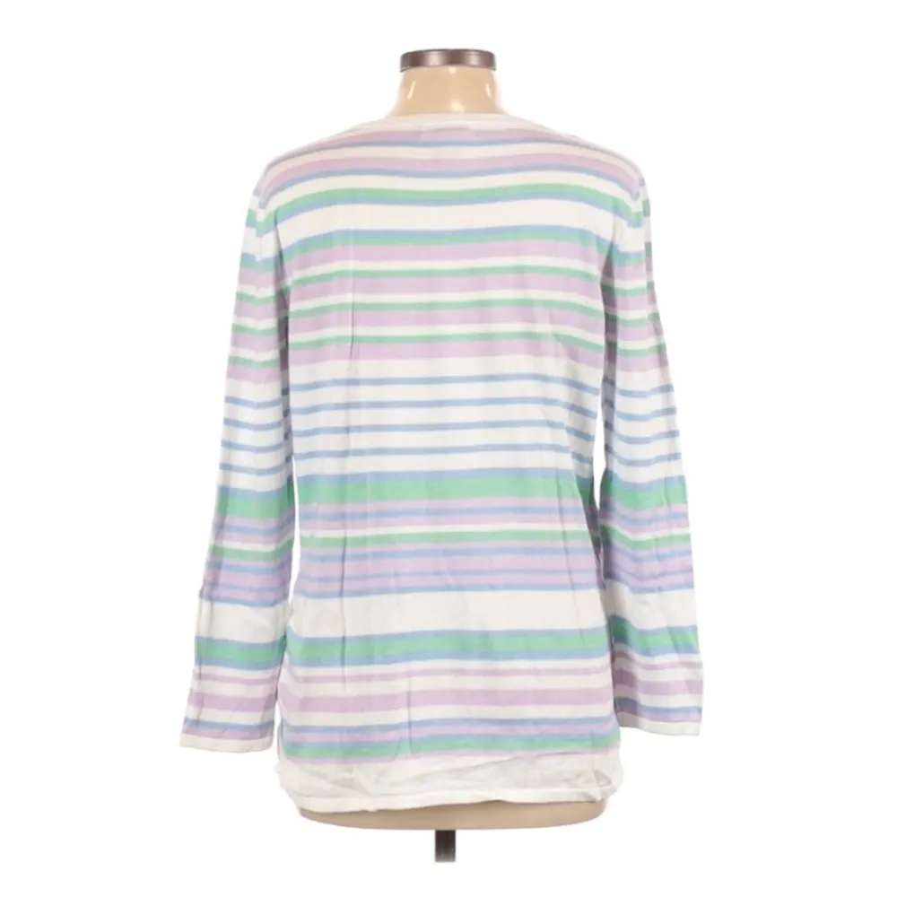 Design 365 Striped Crew Neck Sweater Knit White Combo Pullover Size XL NWT $108 - Image 2