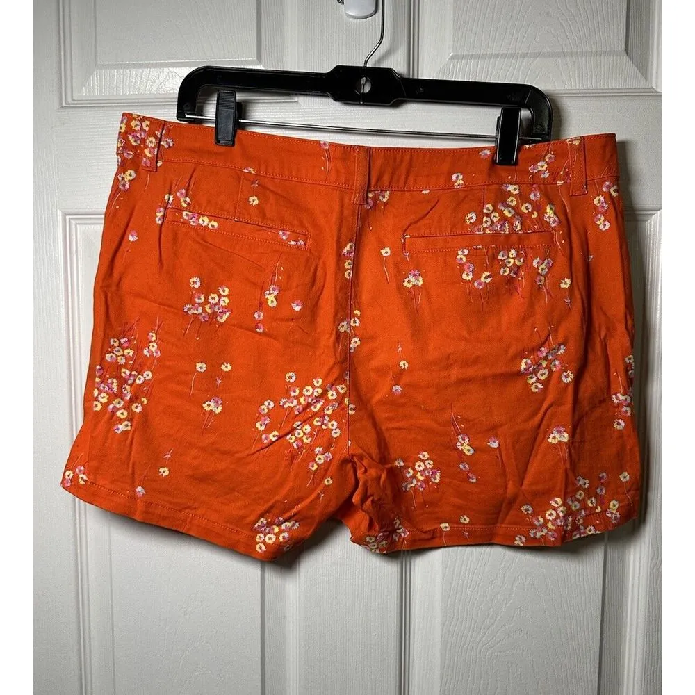a.n.a (A New Approach) Chino Shorts Womens Size 16 Orange Floral‎ Twill - Image 2