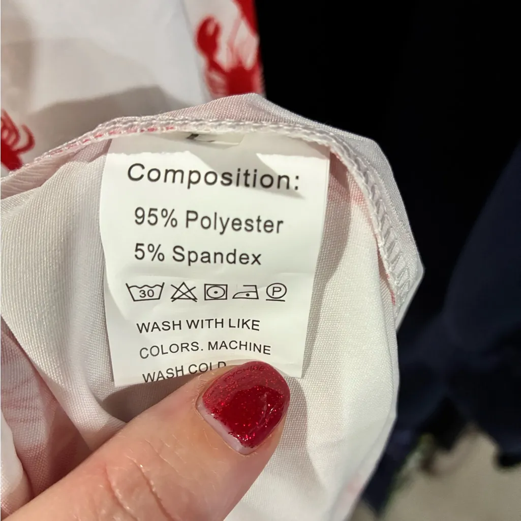 Women's White Red Lobster Print Maxi Dress L Size L - Image 7