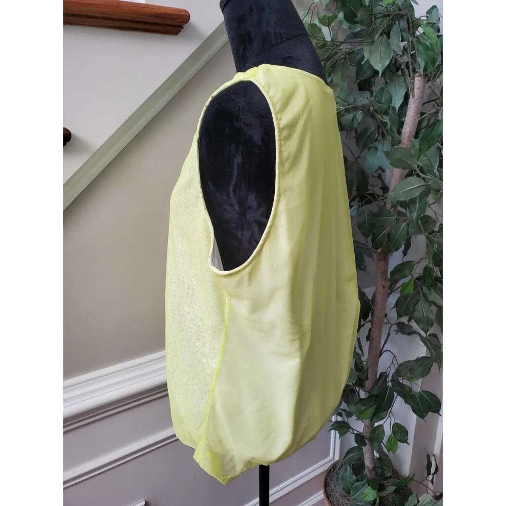 Dana Buchman Women's Yellow 100% Nylon Round Neck Sleeveless Top Blouse Size XL - Image 4