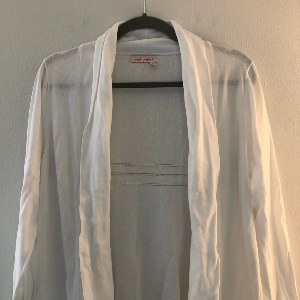 Fresh Produce Cardigan White Open Front Cotton Cardigan Sz M/L GUC - Image 2