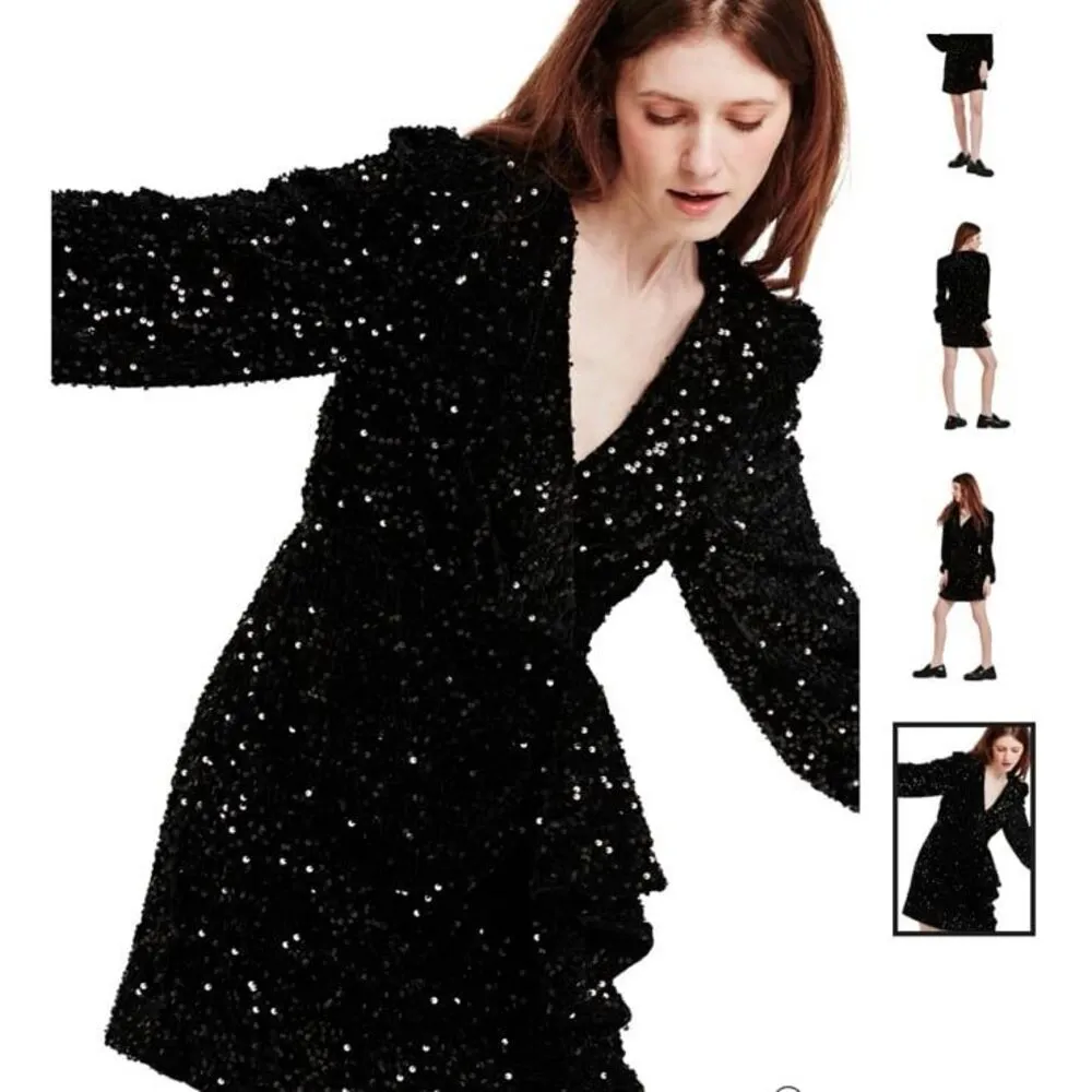 Dear John Jeans Mina front wrap black sequin dress - Image 3