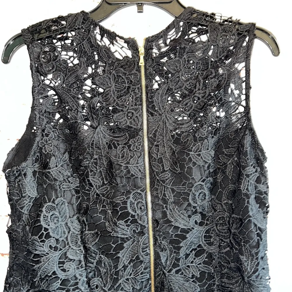 Nanett Lepore M black lace tank zipper back lined NWT high neck lined - Image 6