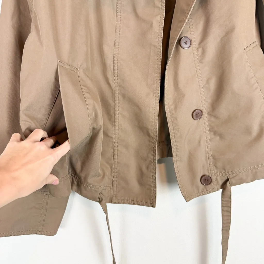 LOFT Twill Anorak Cropped Jacket Neutral Tan Brown Size Small - Image 9