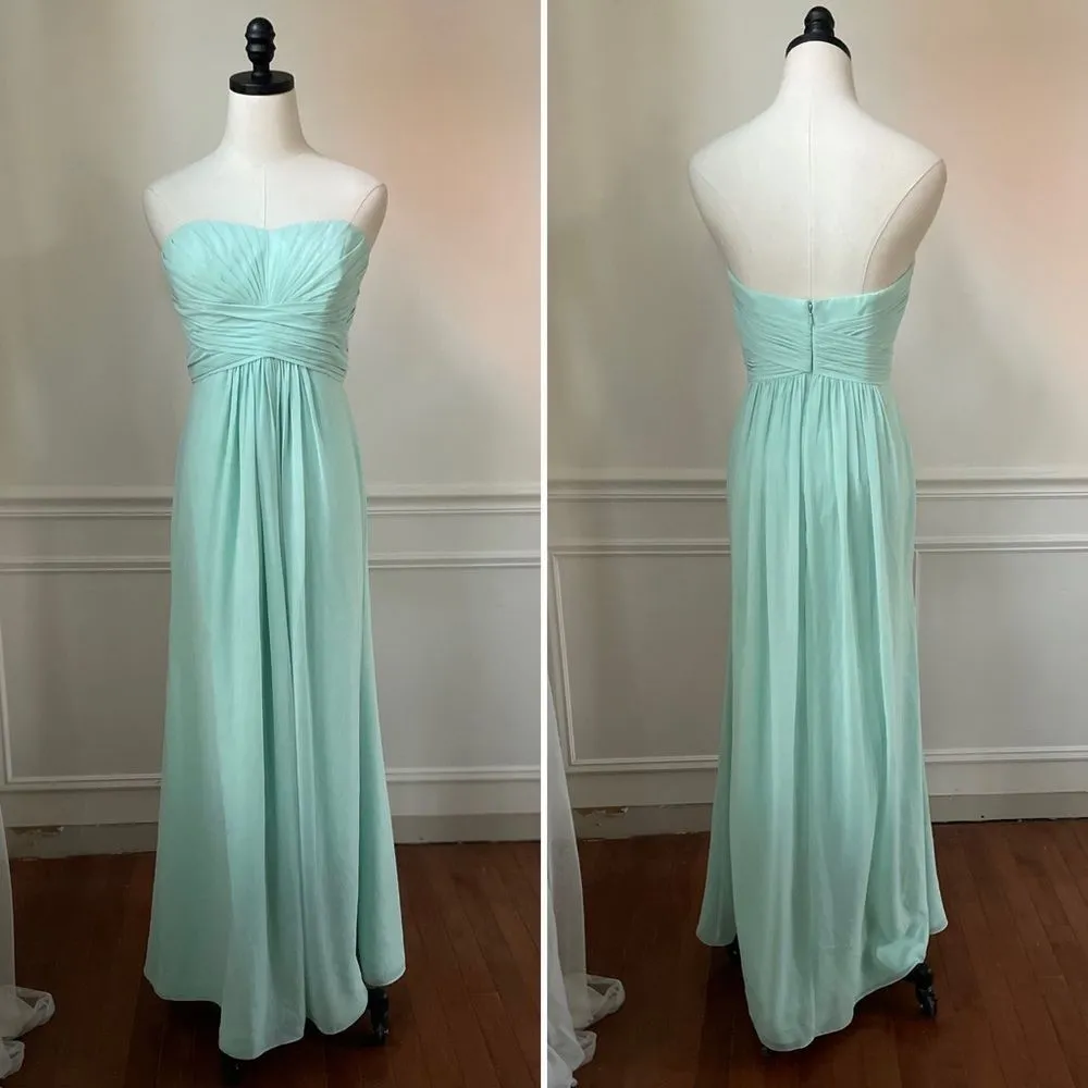 David’s Bridal Mint Green Strapless Formal Gown Bridesmaid Dress Flowy Chiffon 8 - Image 2