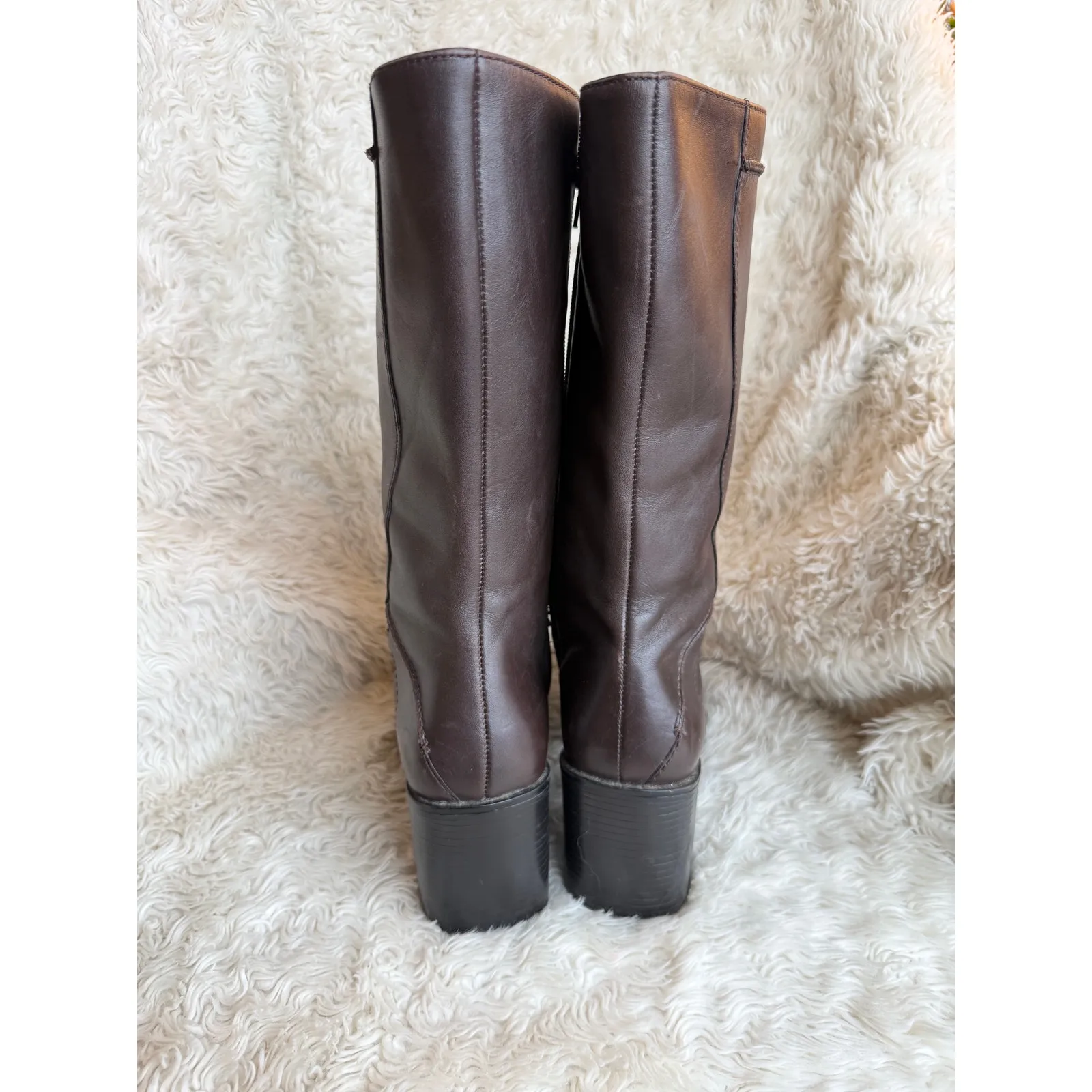 Y2K Bass Leather Square Toe Boots Size 9 Brown - Image 3