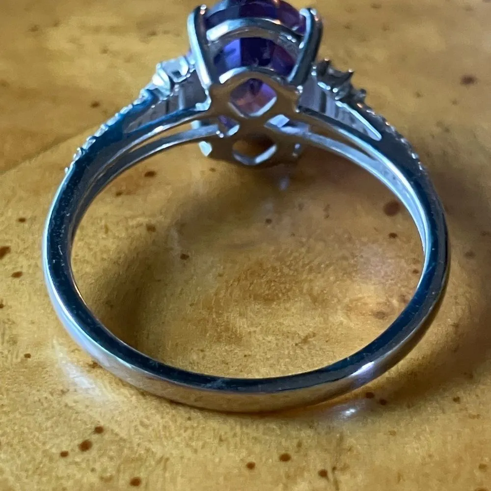 Lab Created Alexandrite Sterling Silver Ring Size 9 - Image 6