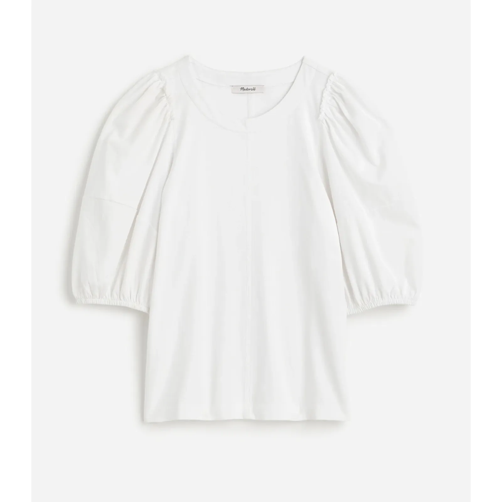Madewell Puff Sleeve Tee Shirt Cotton Top Relaxed Minimalist Eyelet White XS NWT - Image 4
