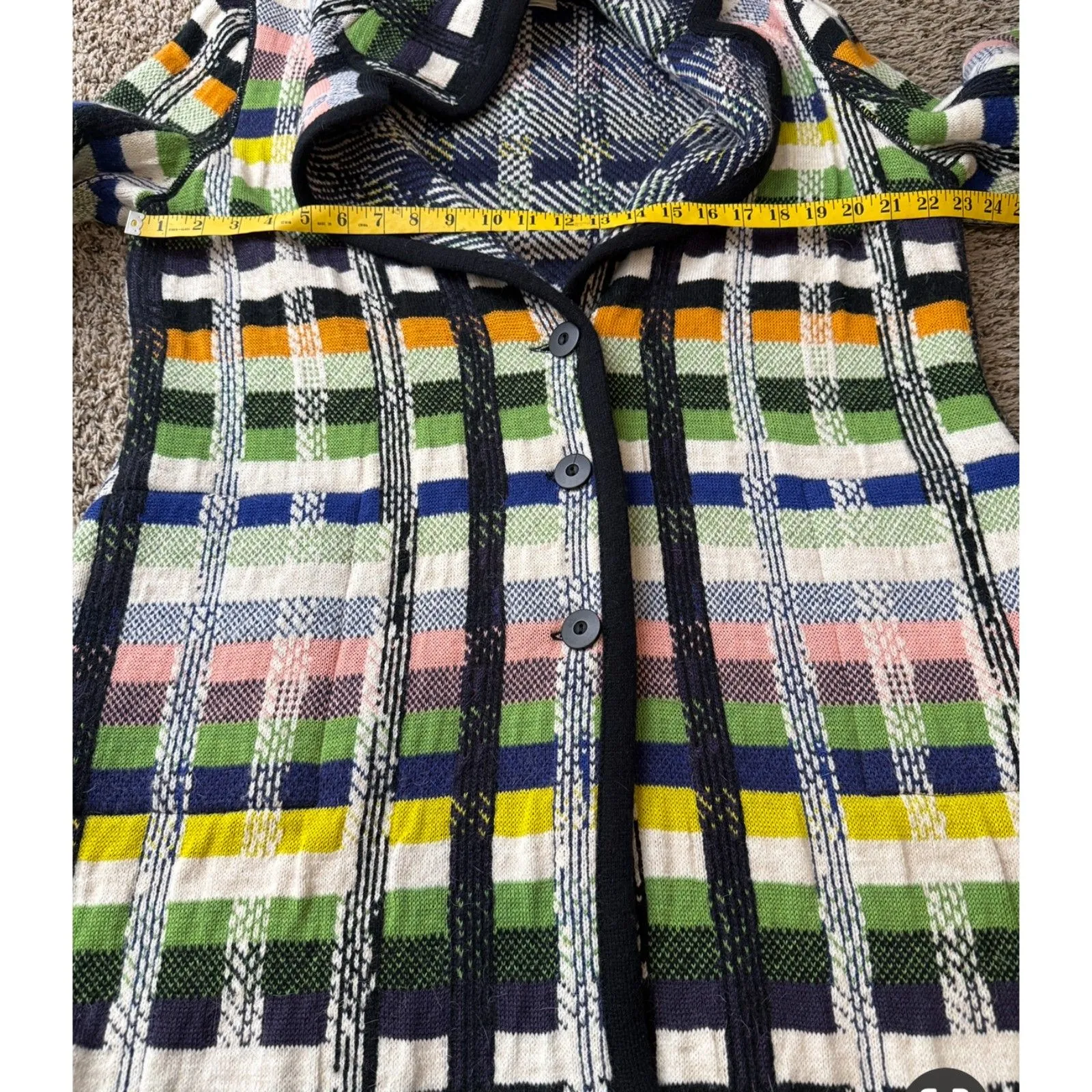 Aldomartins Womens Chunky Oversized Coat Sz XL Plaid Colorful Oversized Wool White - Image 11