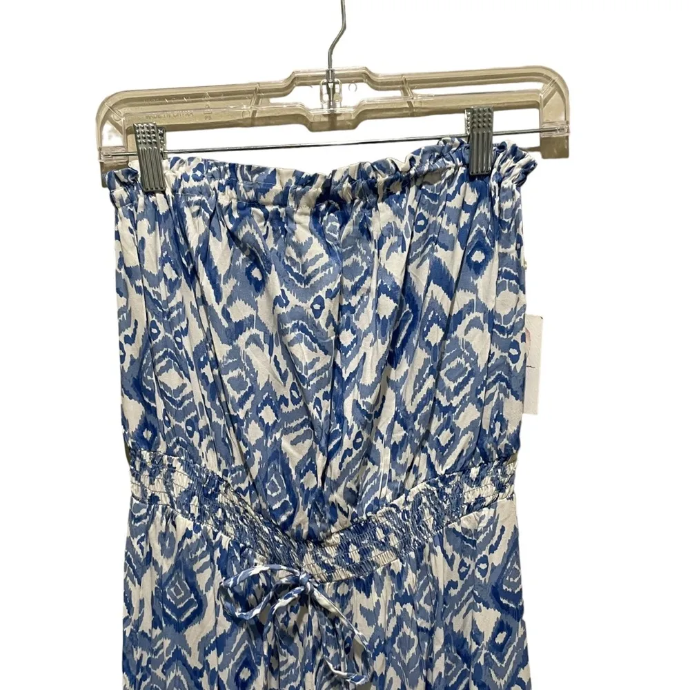 Jessica Simpson  Strapless Printed Maxi Dress Blue and White Size Medium - Image 5