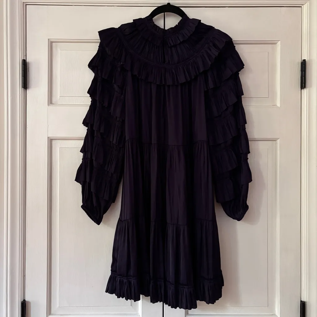 Ulla Johnson Elsa Dress Lago Deep Purple Size 0 Ruffle Royal Tiered Statement - Image 10