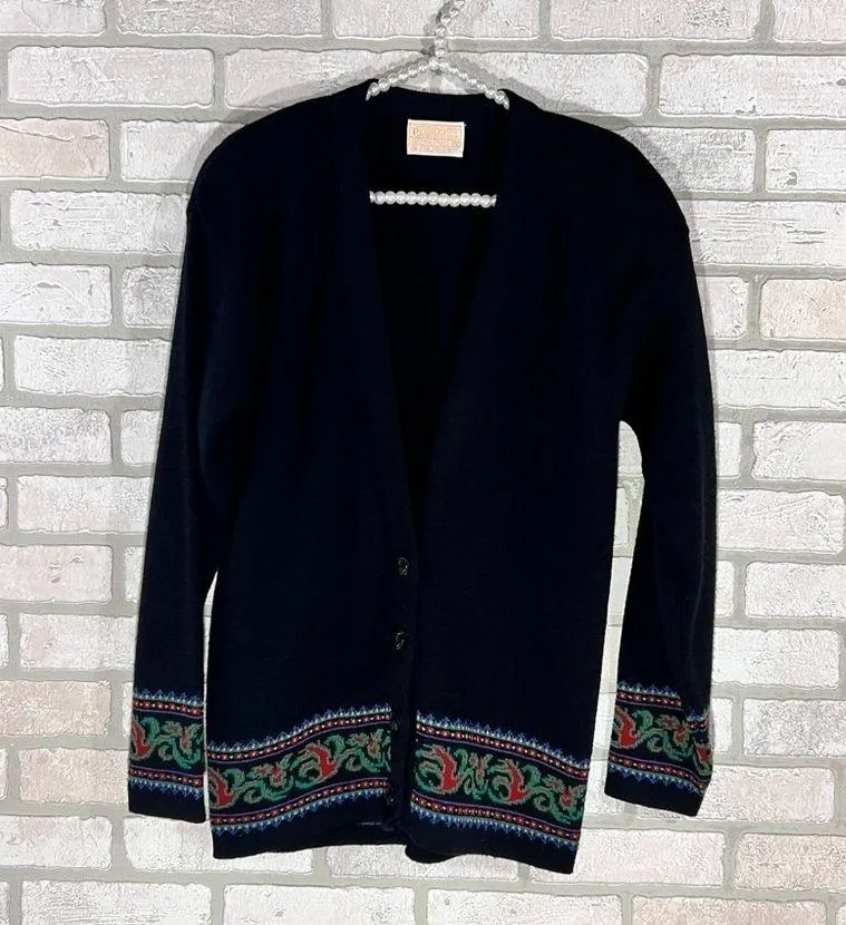 Pendleton Vintage Black Wool V Neck Button Front Cardigan Sweater Size S - Image 2