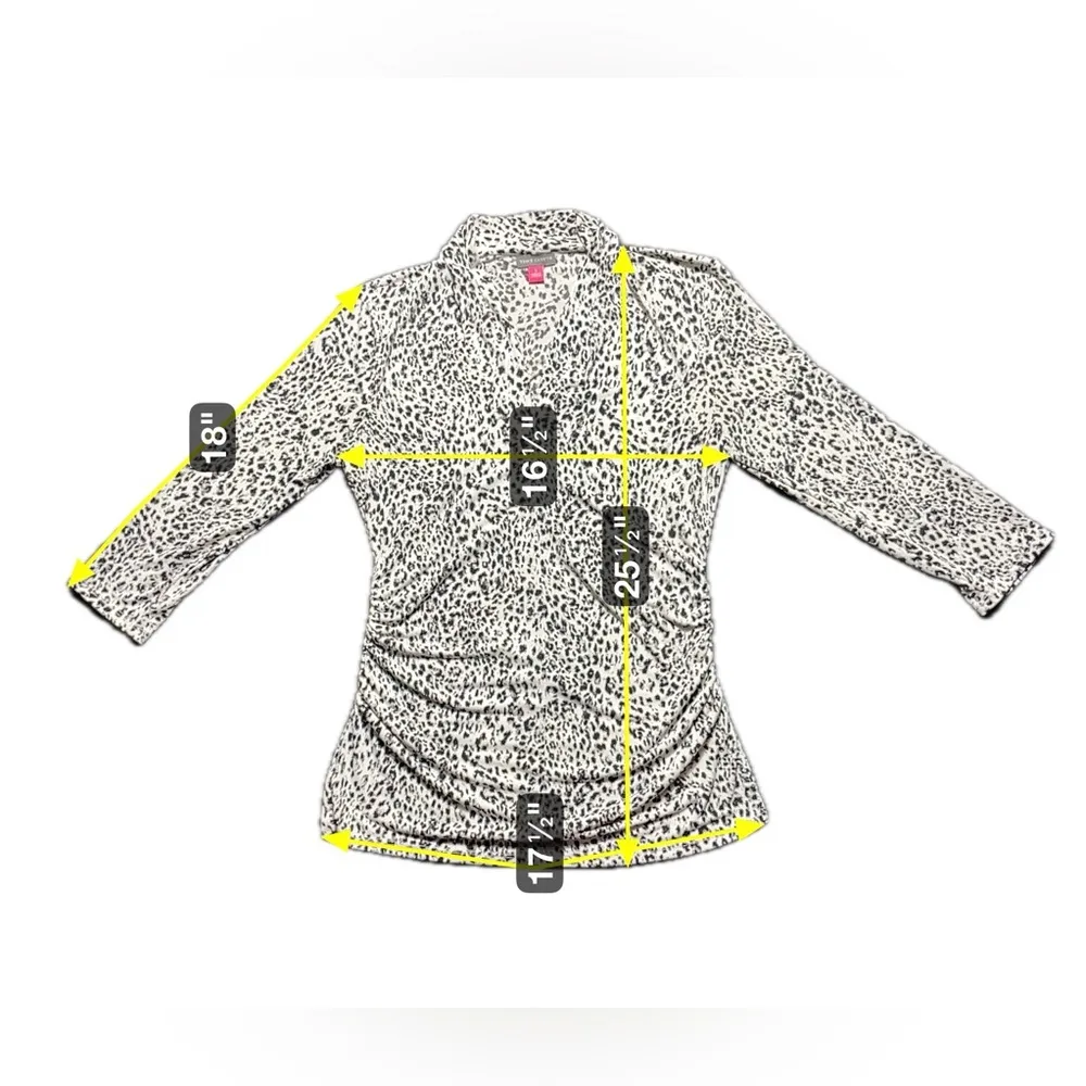 Vince Camuto Women’s Leopard Print V-Neck Stretch Blouse Size S 3/4 Sleeve Chic - Image 5