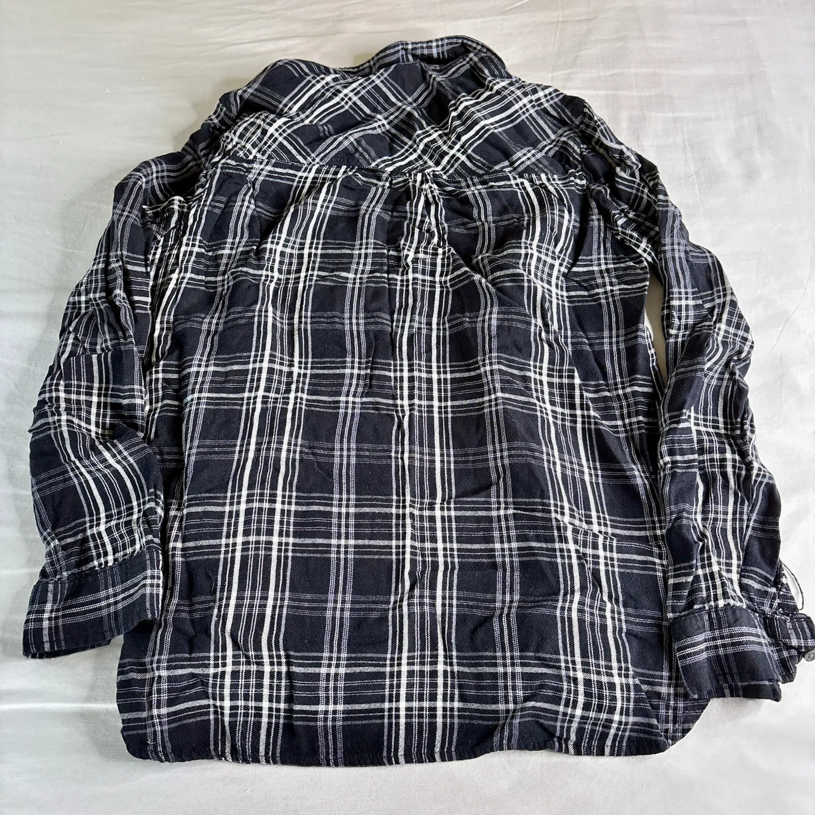 Fall Flannels Womens Small Black White Blue Button Downs Bundle - Image 5