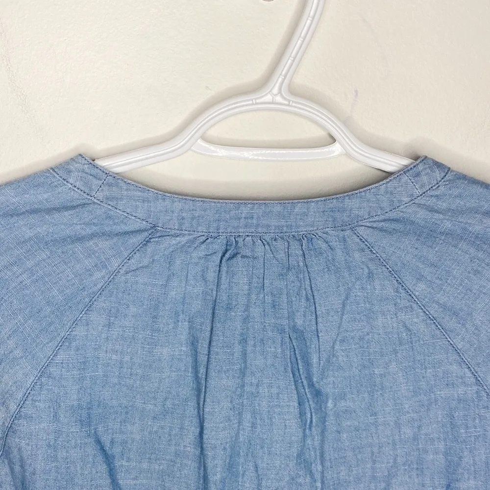 Madewell Denim Collarless Ruffle-Sleeve Shirt size XS - Image 64