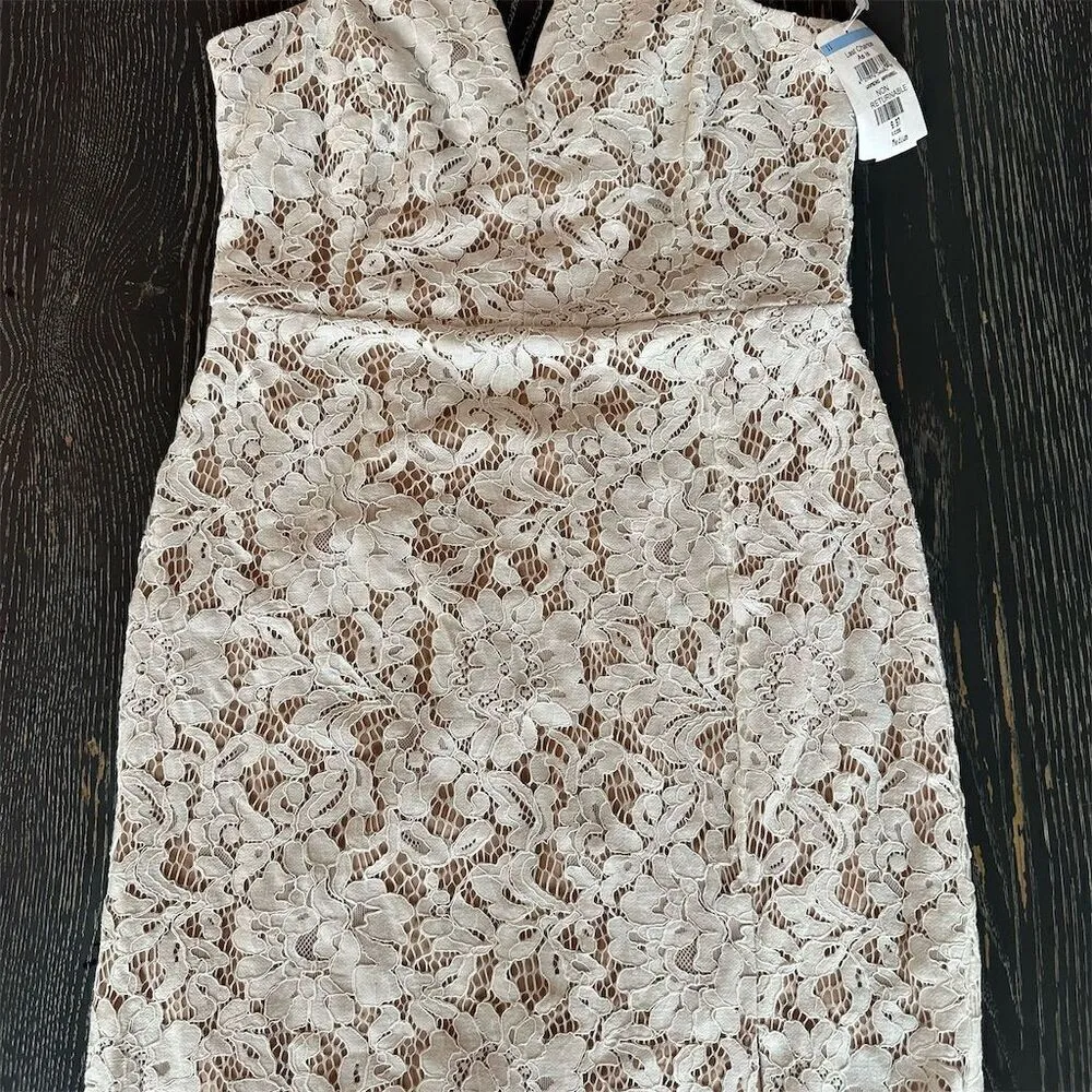 Lulus White Crochet Lace Bodycon Midi Dress M Adjustable Straps Front Slit Size M - Image 7