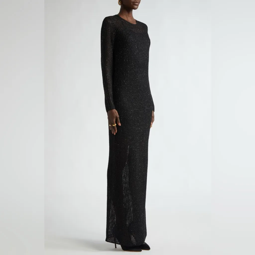 St. John Sequin Mesh Knit Long Sleeve Gown (XL) - Image 13
