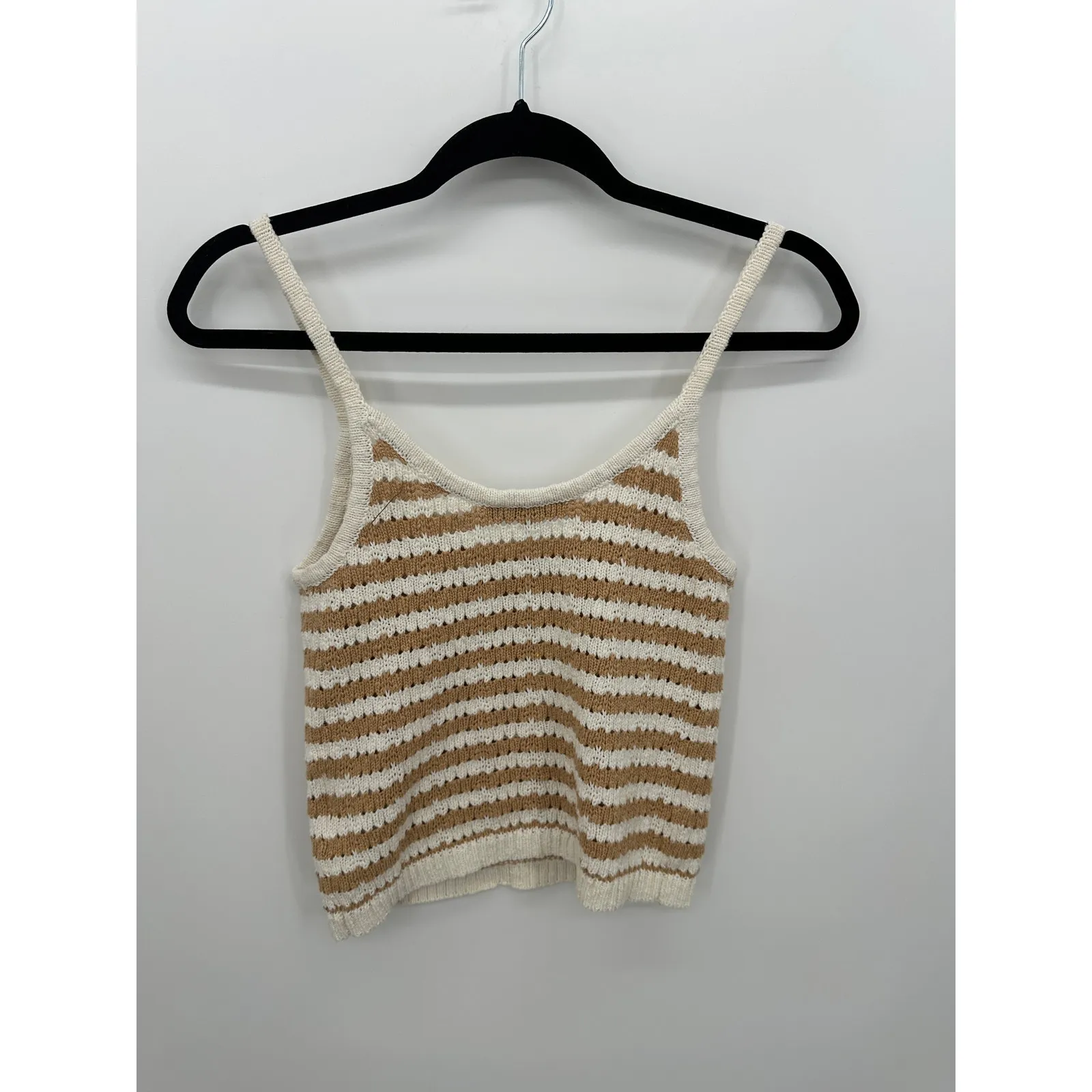 Madewell Womens Striped Open-Stitch Sweater Tank Size XS Knit Boho Neutral - Image 2