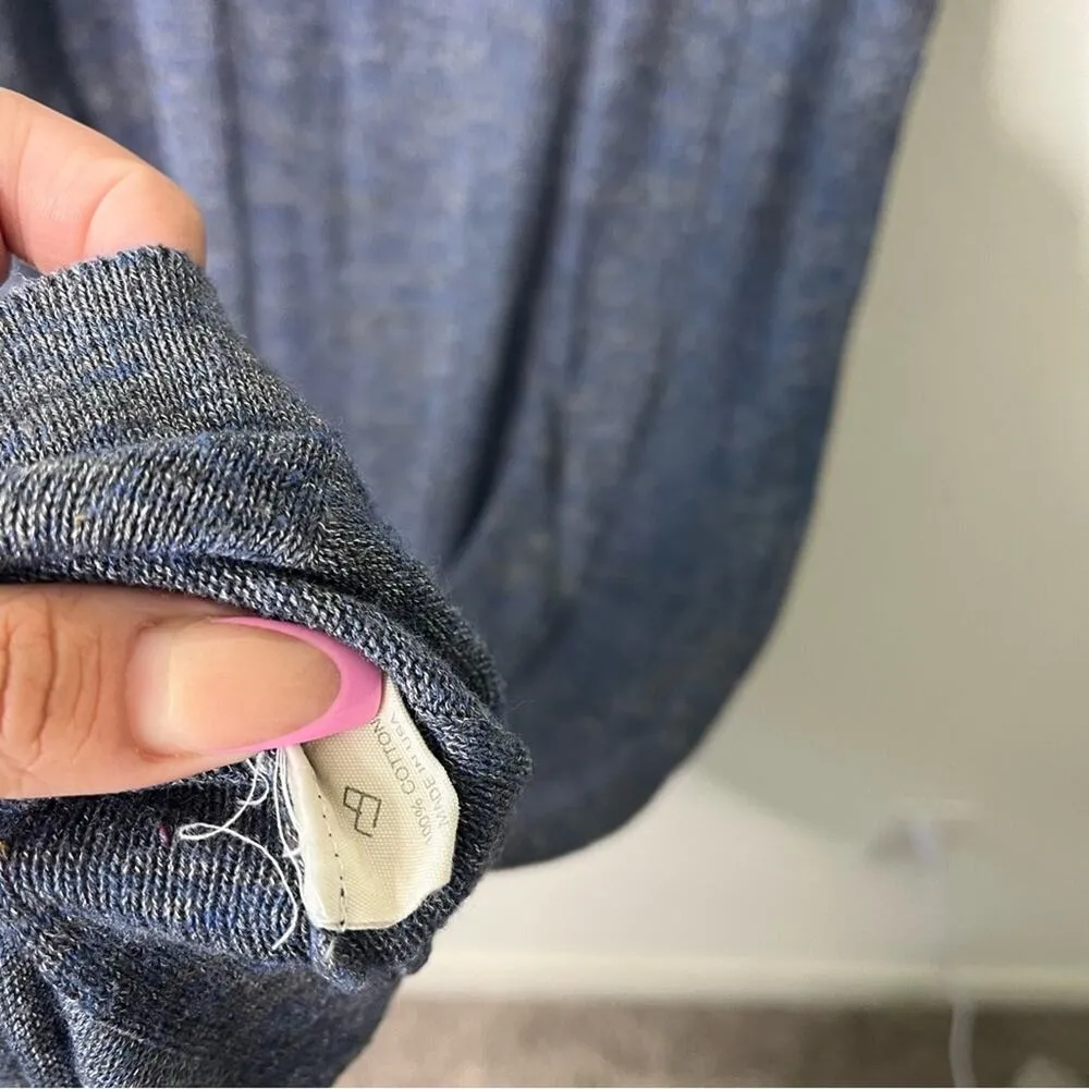 Micaela Greg Blue Wide Rib T Shirt Sweater Dress Midi Shirt Sleeve Womens Size M Size M - Image 10