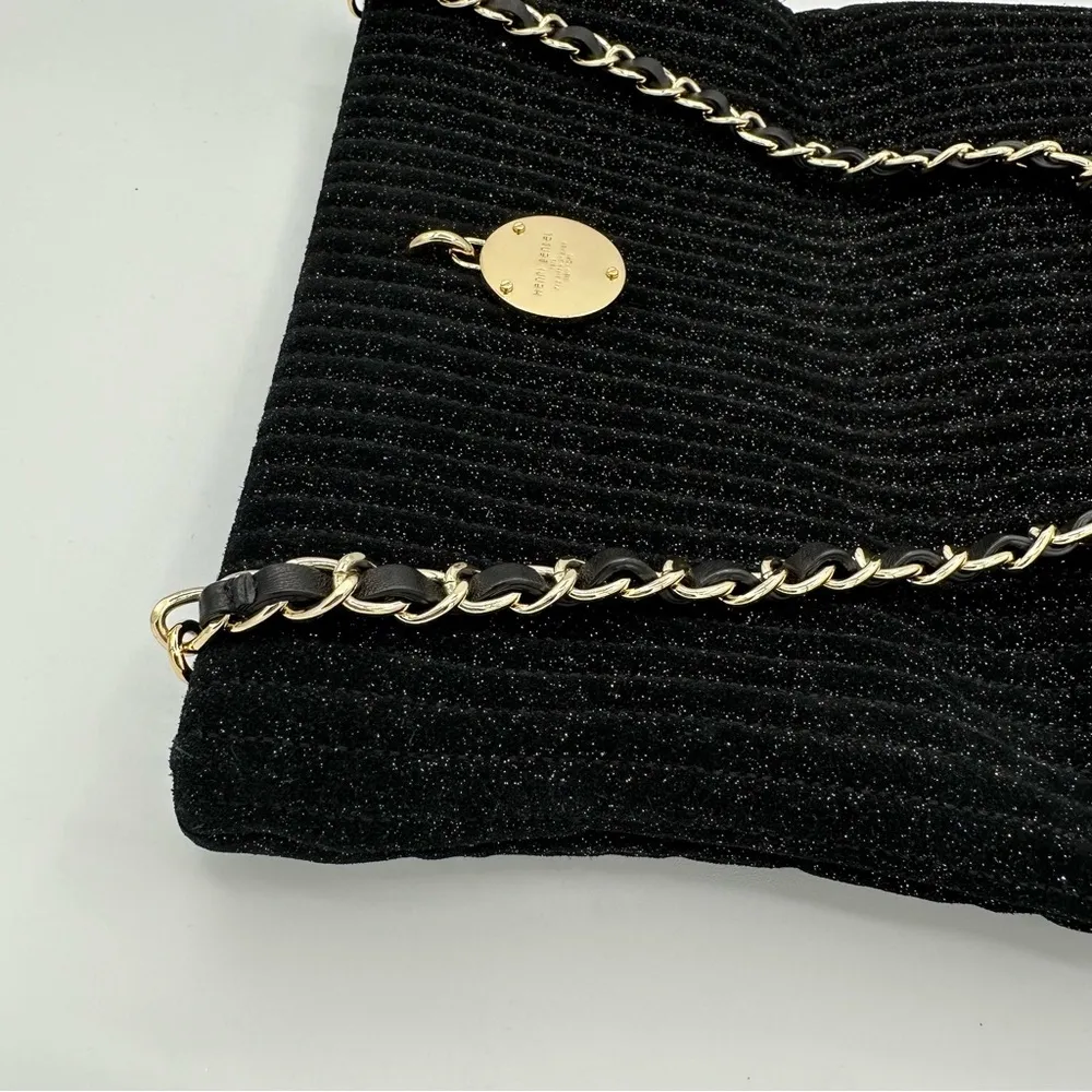 Henri Bendel No. 7 Glitter Convertible Shoulder Bag in Black Multi Clutch Chain - Image 4