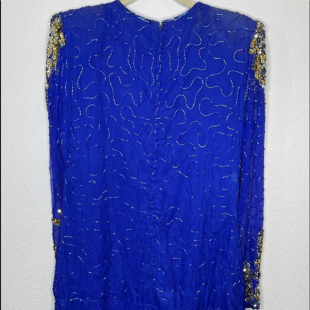 Vintage Laurence Kazar Silk Beaded Dress - Image 6
