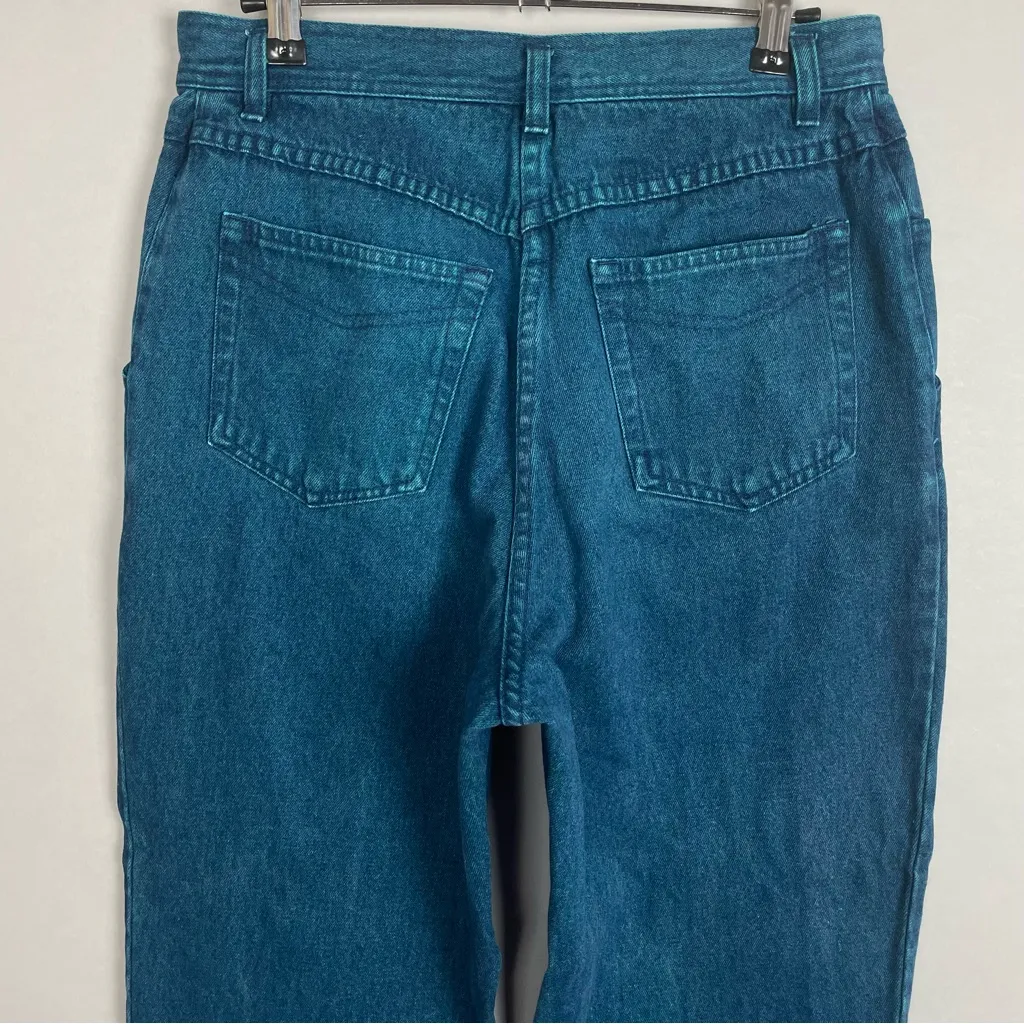 Vintage Jeans Yoke Front Seams Blue Greenish Women Mom Jeans‎ Unique Retro Dyed Size 10 - Image 7