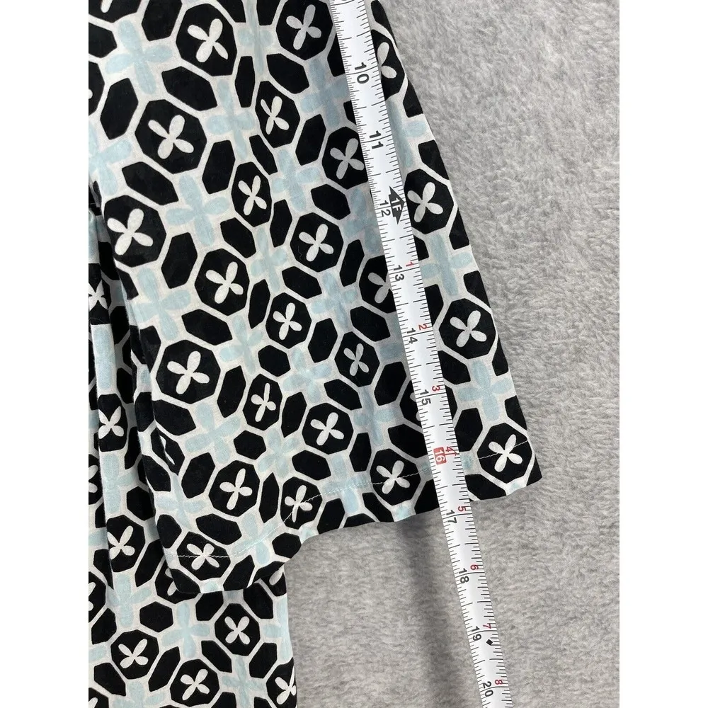 Talbots Women's Coverup Size Small 3/4 Sleeve 100% Cotton Blue Black Geometric - Image 10