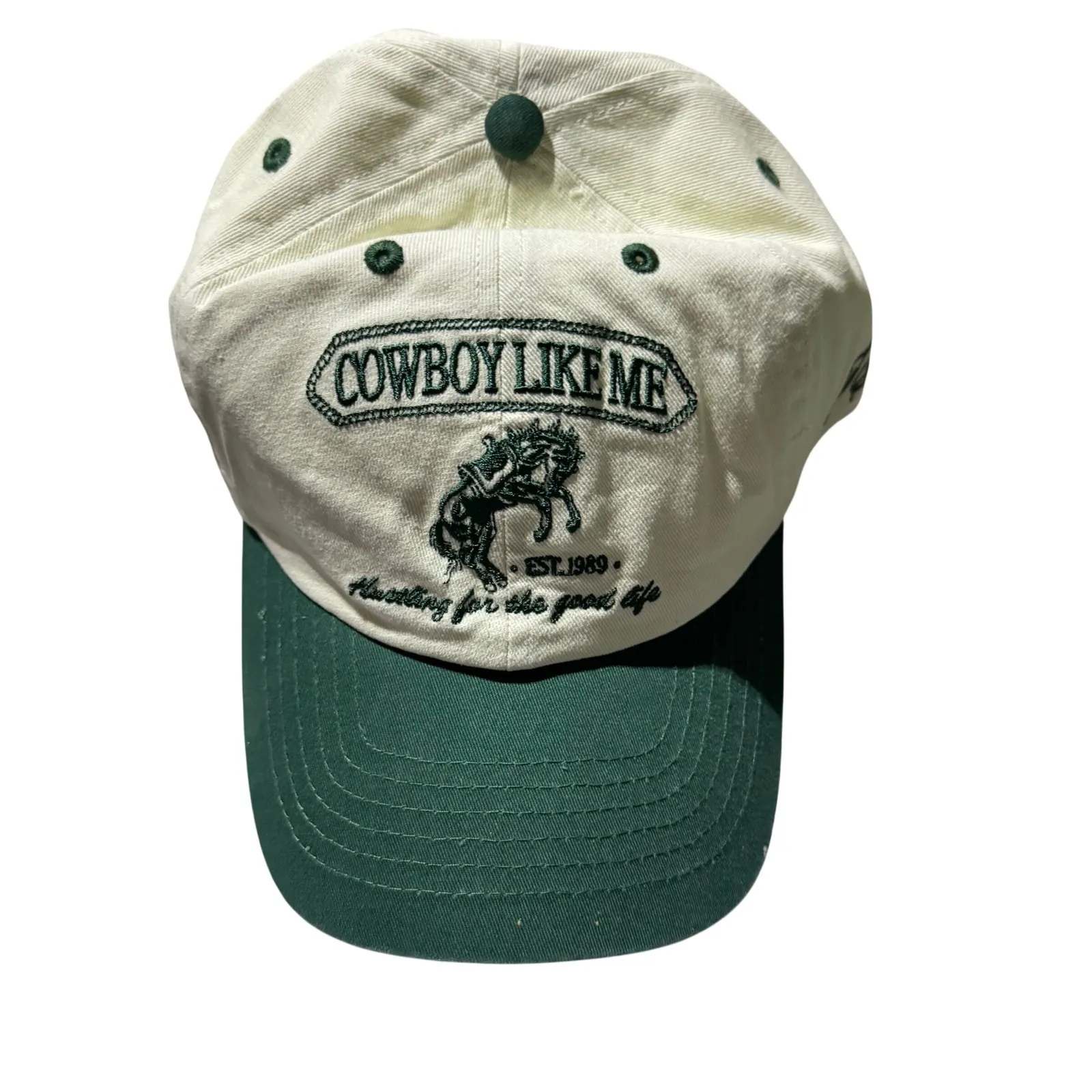 NWT Taylor Swift Cowboy Like Me Cream Green Embroidered Baseball Cap - Image 4