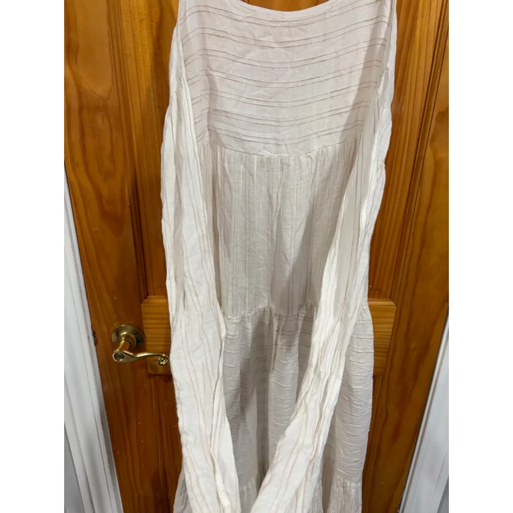 L*Space White Crinkle Tiered Maxi Dress M Adjustable Straps Boho Beachy - Image 2