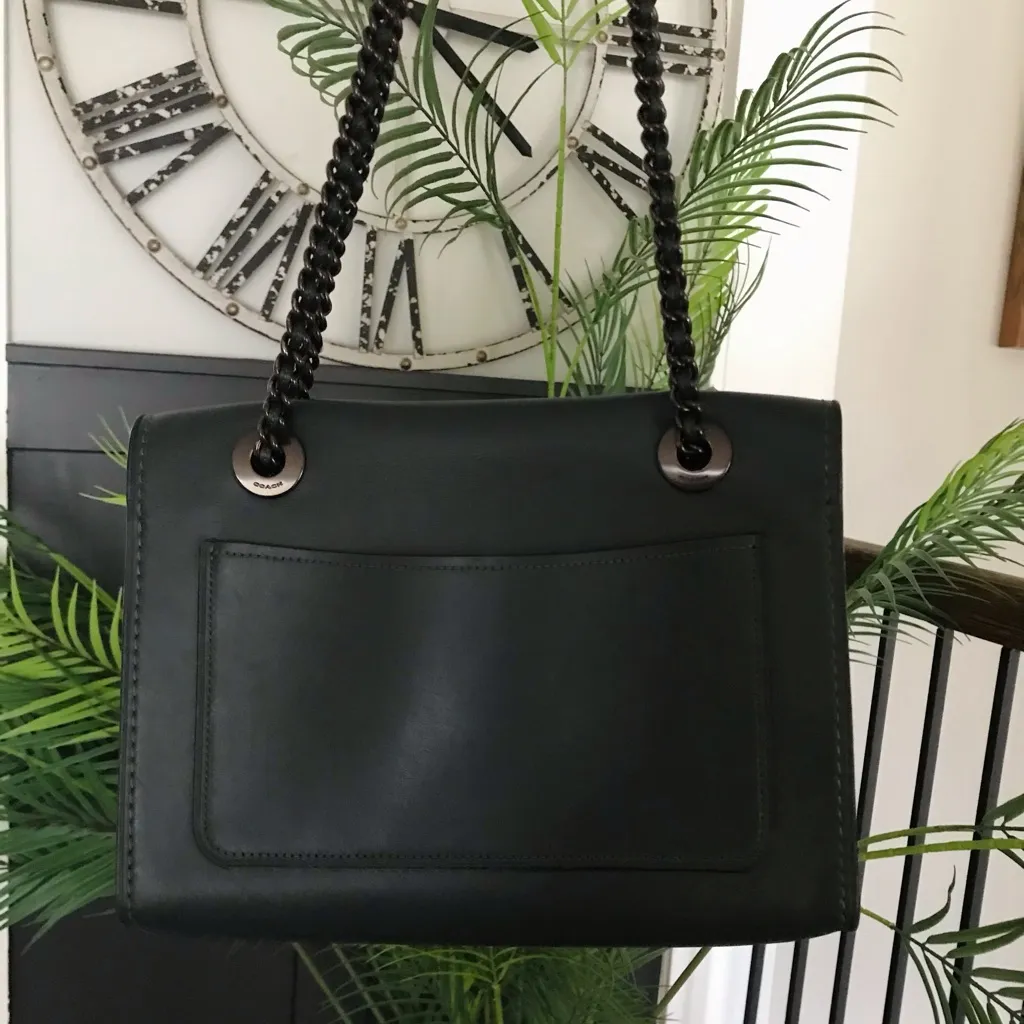 Coach Parker Pull Through Chain Two Way Purse, Pine Green / Pewter - Image 16