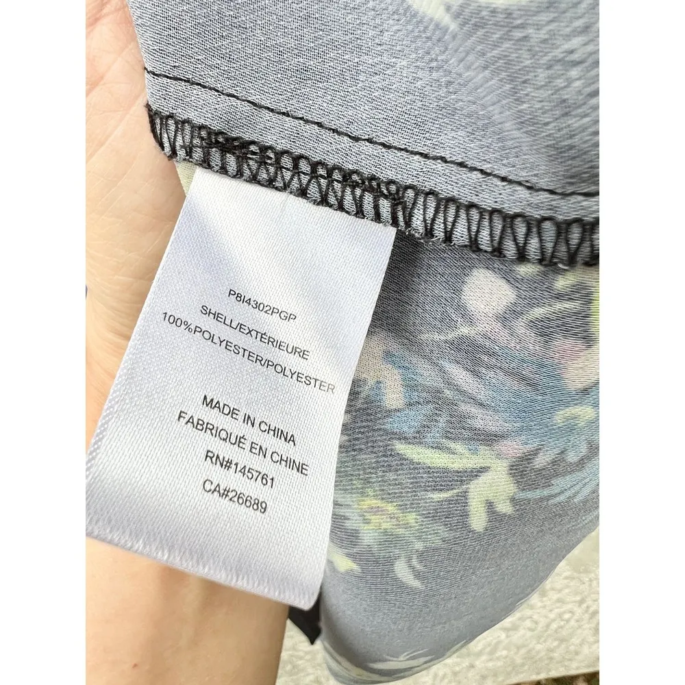 $248 Parker Long Sleeve Floral Print V-Neck Tie Top Blouse Black Women's Large - Image 9